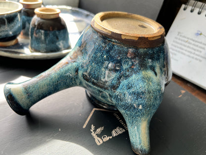 Dark Indigo Stormy Kyusu Tea Set (Signed)