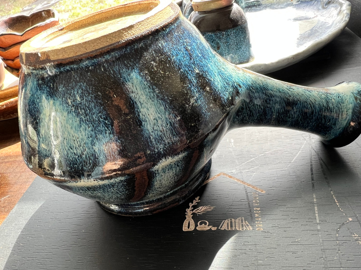 Dark Indigo Stormy Kyusu Tea Set (Signed)