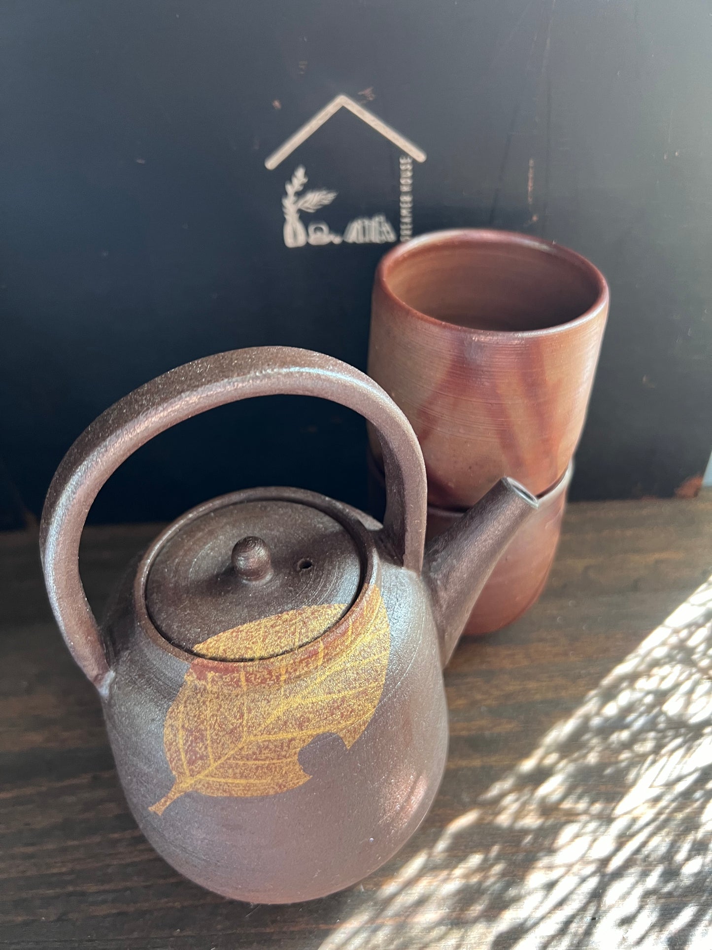 Golden Leafs  Bizen Tea Set (Signed)