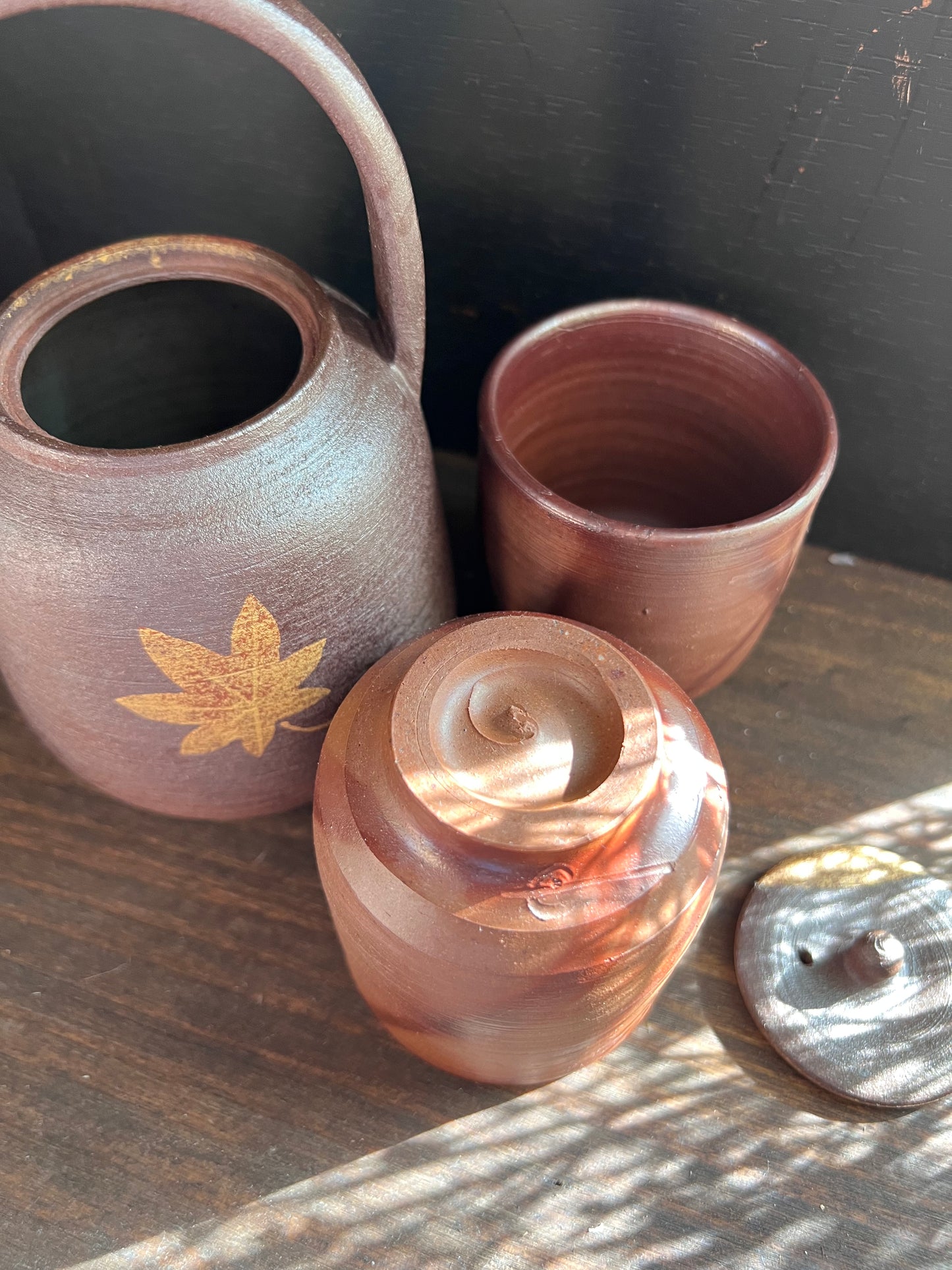 Golden Leafs  Bizen Tea Set (Signed)