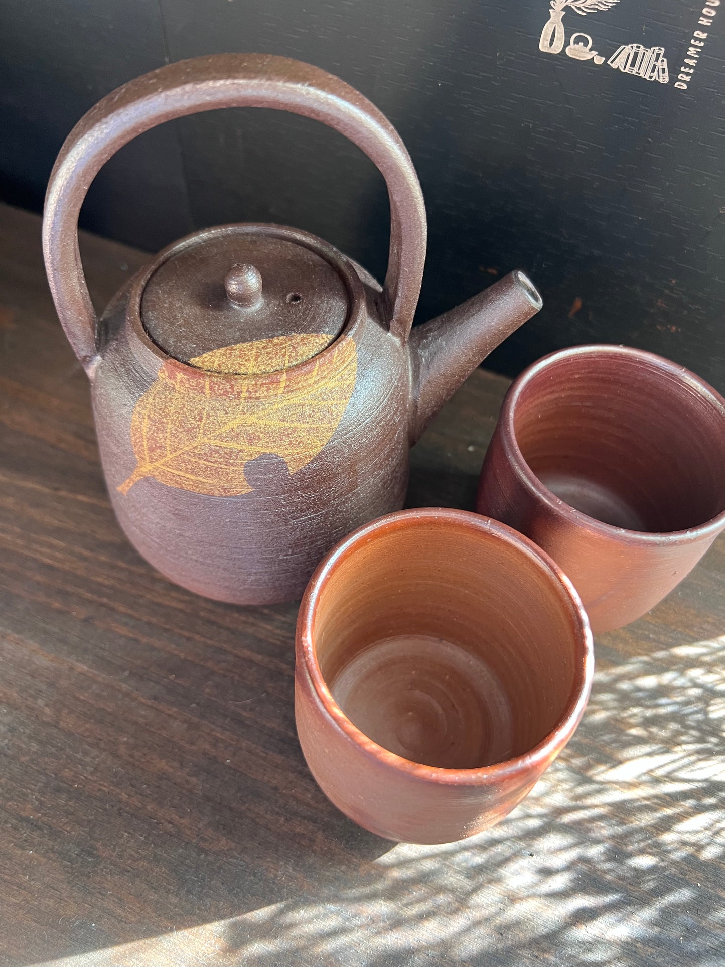 Golden Leafs  Bizen Tea Set (Signed)