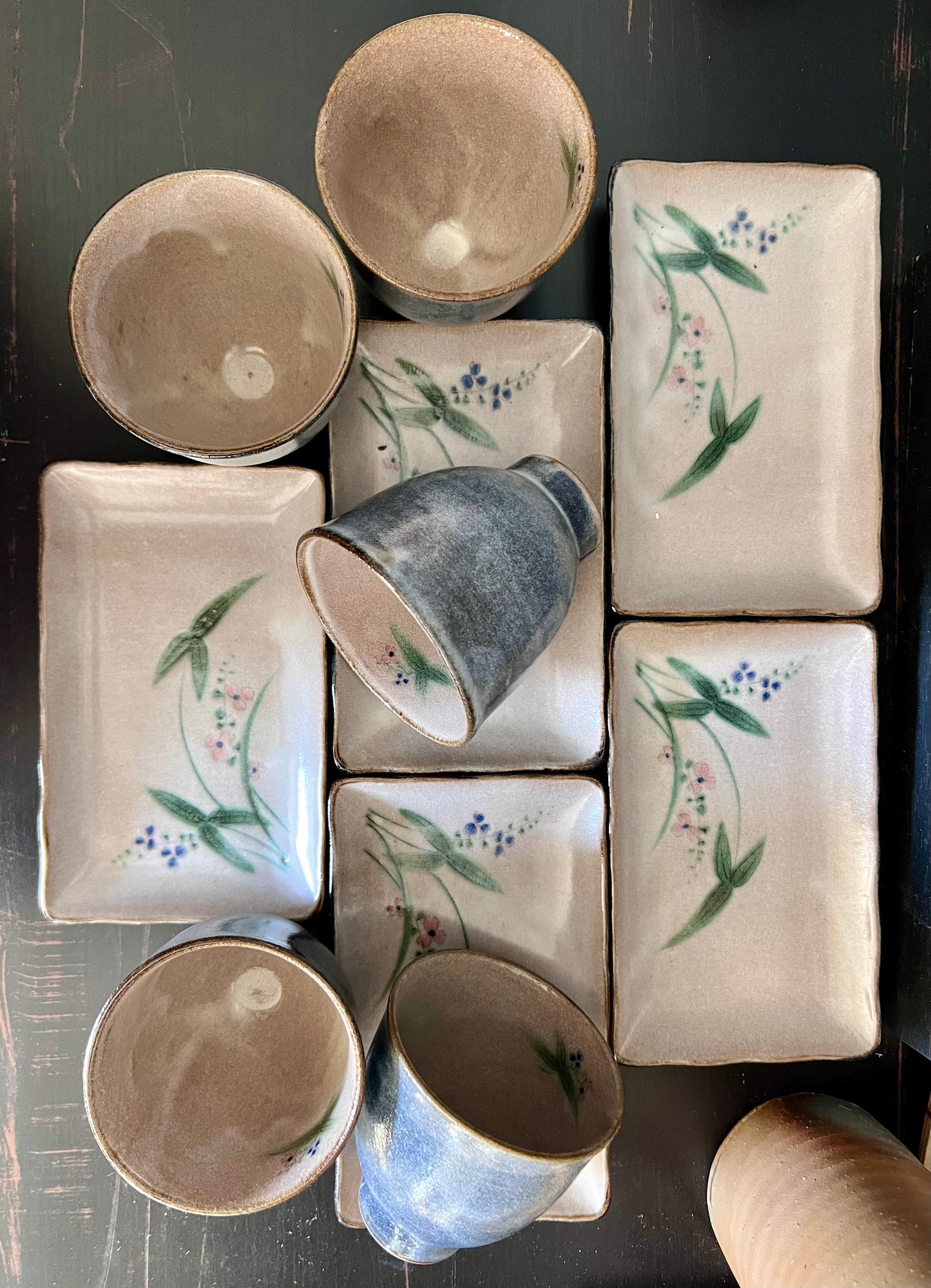 Set of 5 Cups and Dishes | Vintage Pottery | Japanese Pottery | Tea Set | Unique Gift