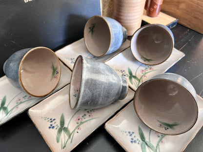 Set of 5 Cups and Dishes | Vintage Pottery | Japanese Pottery | Tea Set | Unique Gift